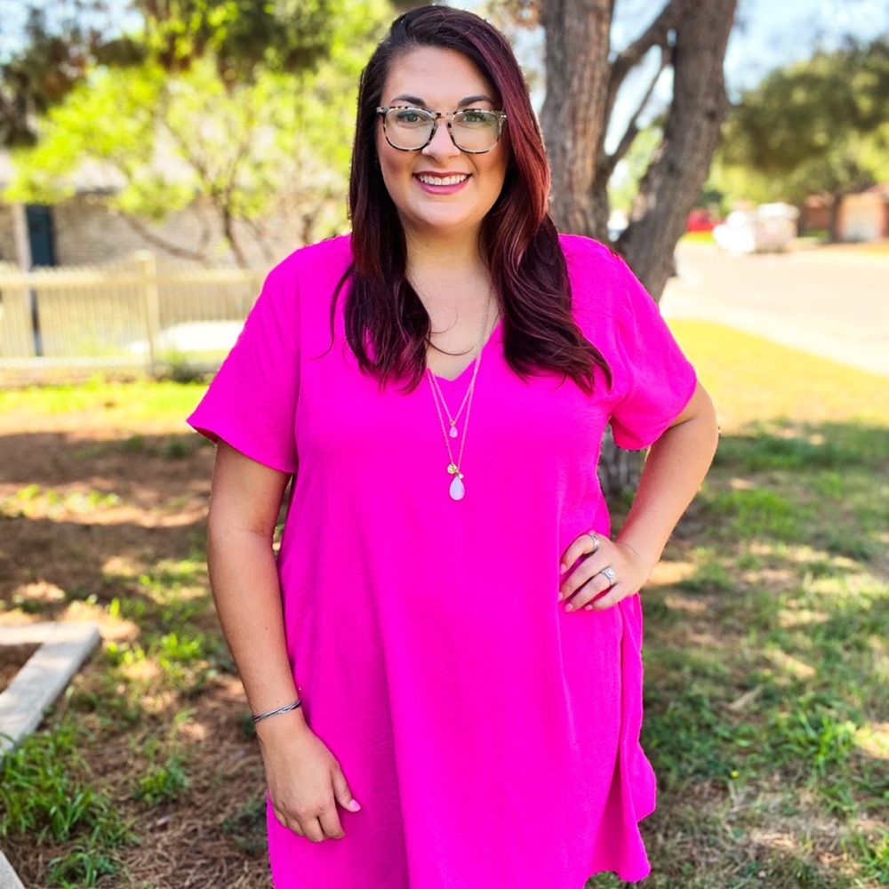 Mittoshop Bright Pink Midi Dress